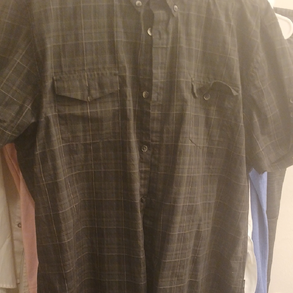 Calvin Klein Dark Gray Plaid Button Down Shirt